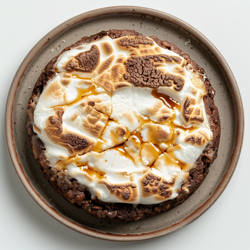 Toasted marshmallows and melted chocolate on Subtle Snacks chocolate protein rice cakes