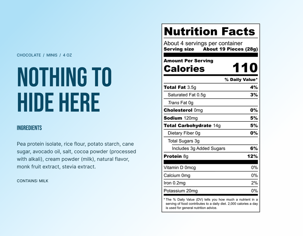 Subtle Snacks Chocolate Protein Rice Cake Minis nutrition facts and ingredients