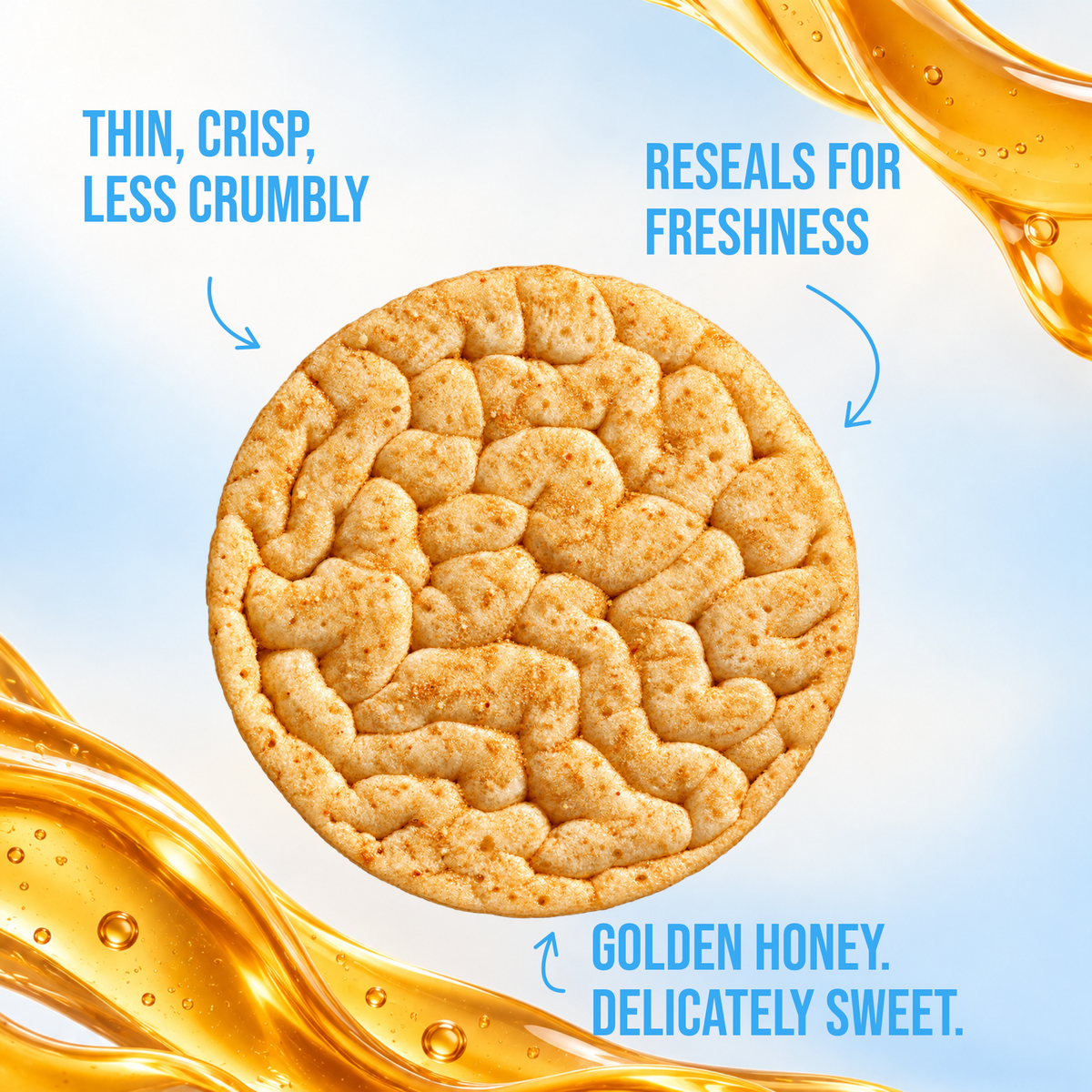 Subtle Snacks Honey Protein Rice Cake Originals: thin and crisp, reseals for freshness, delicately sweet